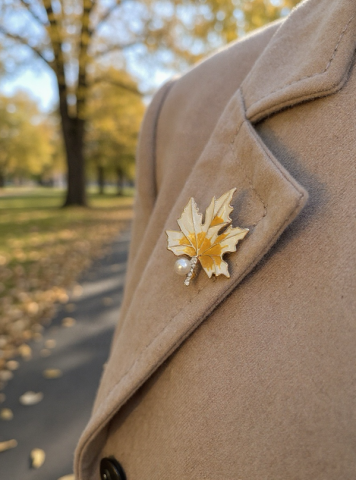 İnci Detaylı Nature Collection Yaprak Model Broş