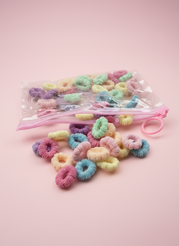 Çantalı Lastik Çocuk Toka Seti Pastel Renkler