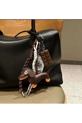 Çanta aksesuarı Charm Hayvan Köpek Figürlü Kahverengi