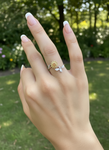 Güneş Model Dönen Stres Yüzüğü Silver Renk (Güneş Figürü Dönmektedir)