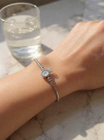 Çelik Zincir Charm Bileklik Birebir Model Silver Renk