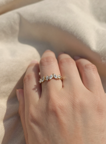 Ayarlanabilir Çelik Damla Taşlı Yüzük – Gold Renk / Aurora Collection