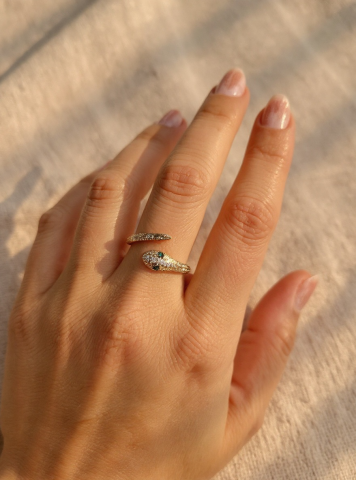 Ayarlanabilir Çelik Serpent Glow Yüzük – Gold Renk / Mystic Serpent Collection