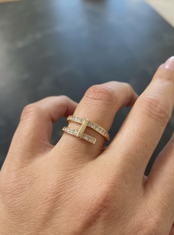 Ayarlanabilir Çelik Twin Bar Yüzük – Gold Renk / Urban Chic Collection