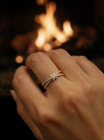 Ayarlanabilir Çelik Stella Bloom Yüzük – Gold Renk / Blooming Elegance Collection