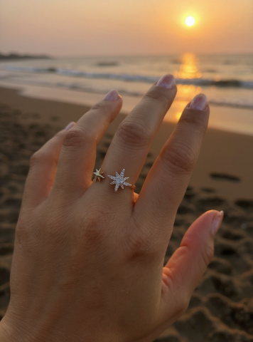 Ayarlanabilir Çelik Twilight Star Yüzük – Gold Renk / Starlight Horizon Collection